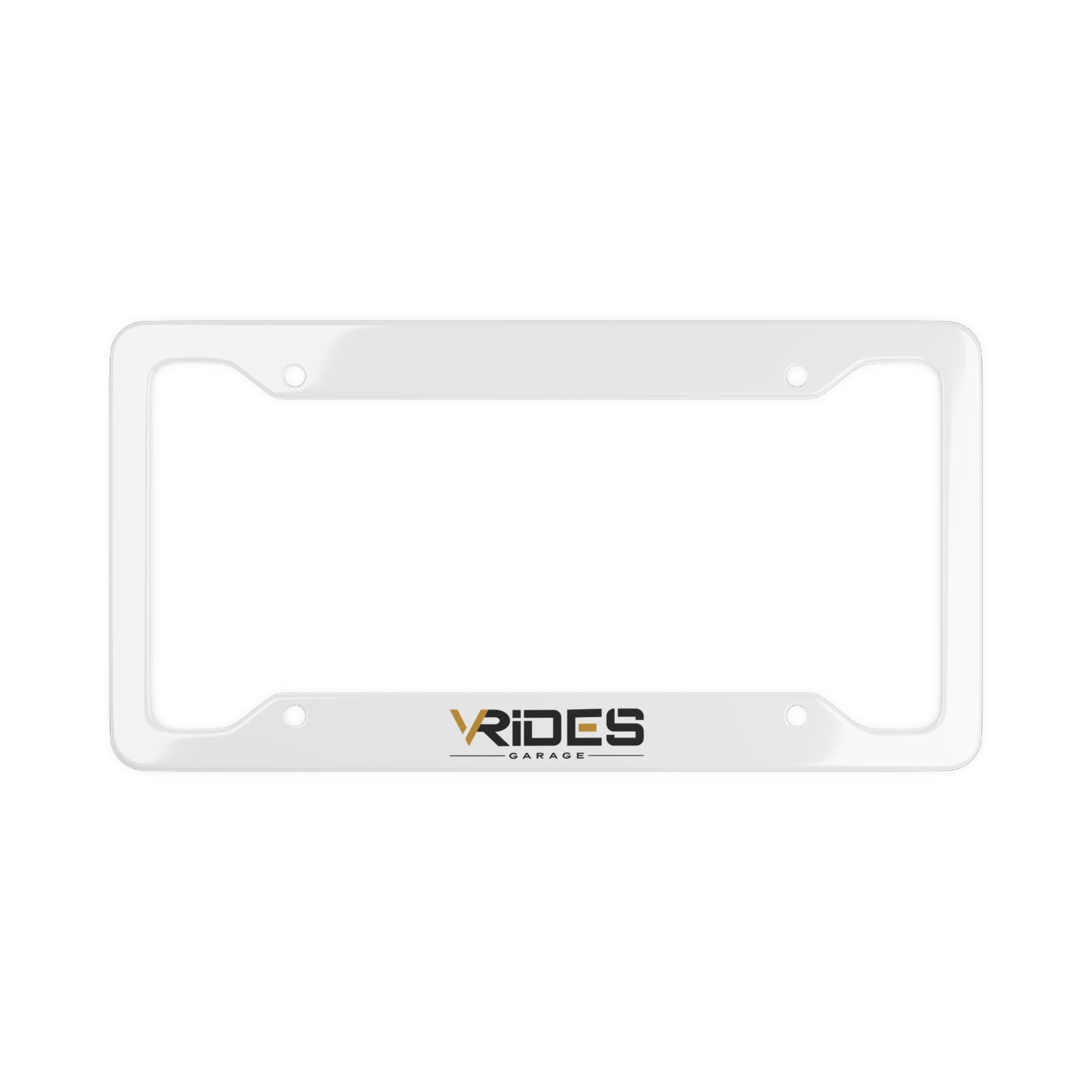 License Plate Frame - Sleek White Custom Car Frame with 'VRIDES' Logo