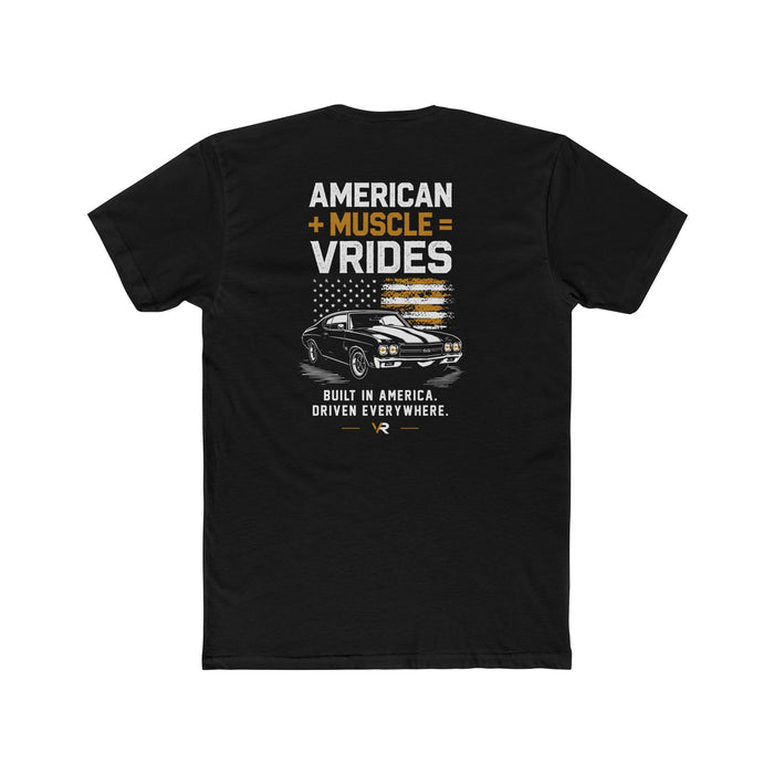 American Muscle VRides T‑Shirt — 'Built in America, Driven Everywhere' Vintage Car Tee
