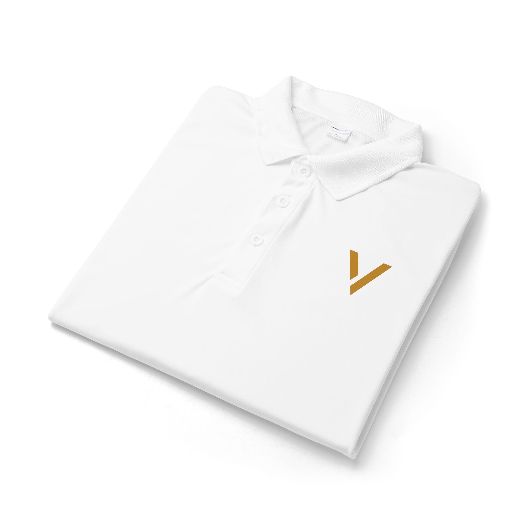Embroidered Gold V Logo Polo