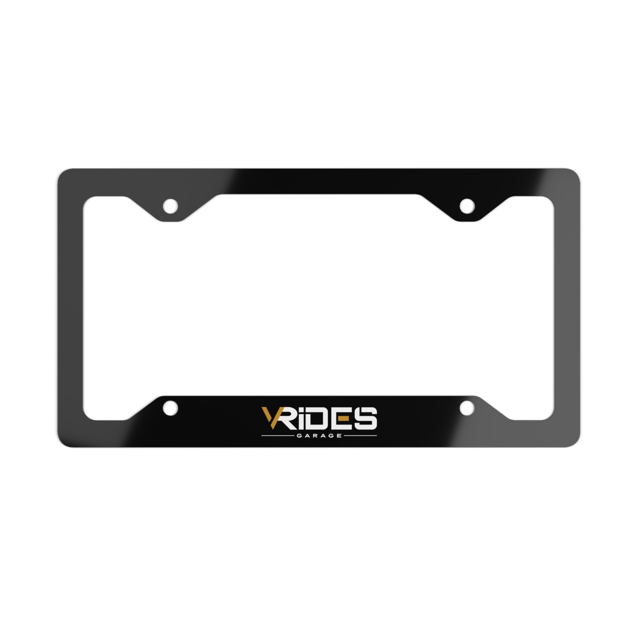 Metal License Plate Frame — Brushed Steel Car Tag Frame with 'VRIDES' Logo
