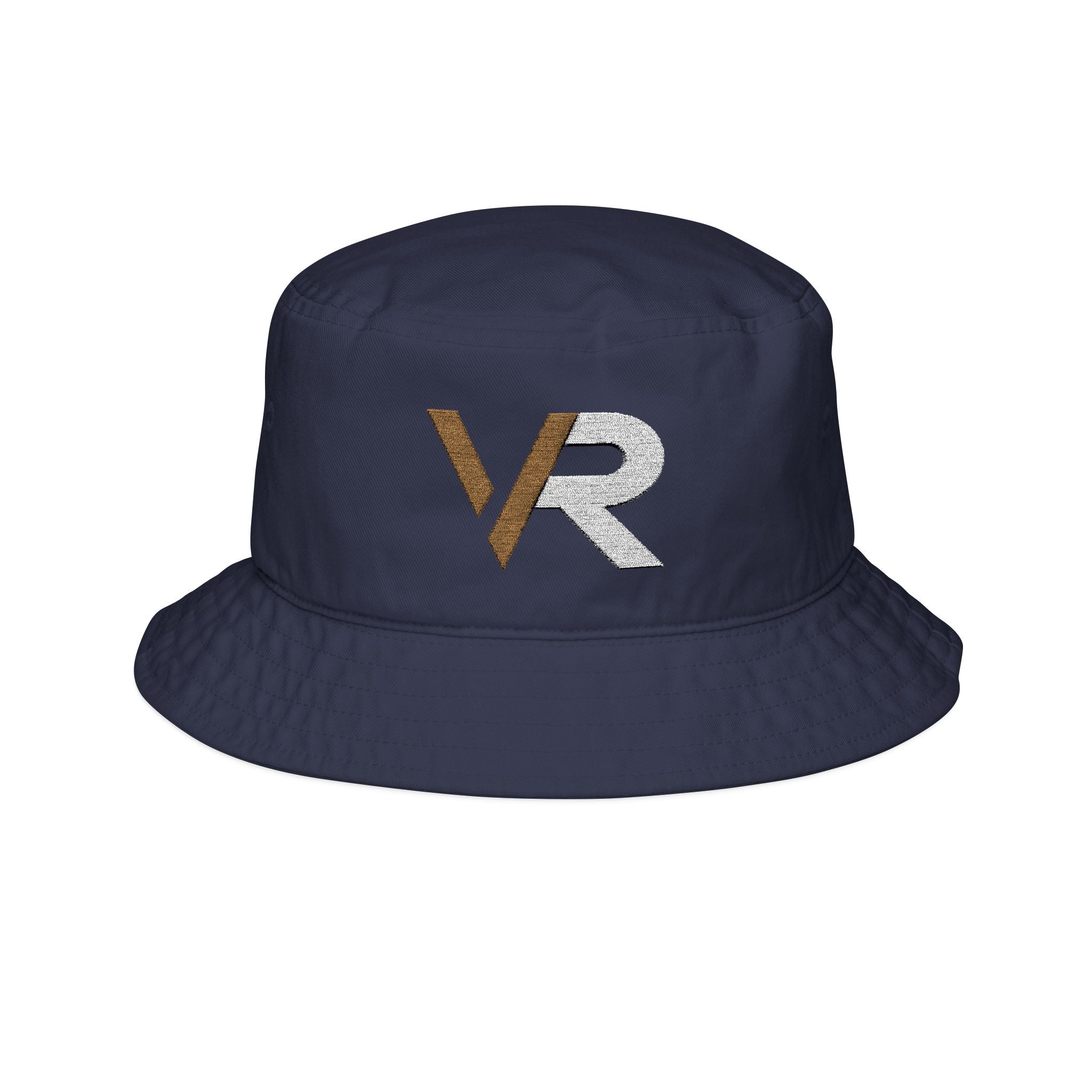 VR Embroidered Bucket Hat — Two-Tone Gold & White Logo